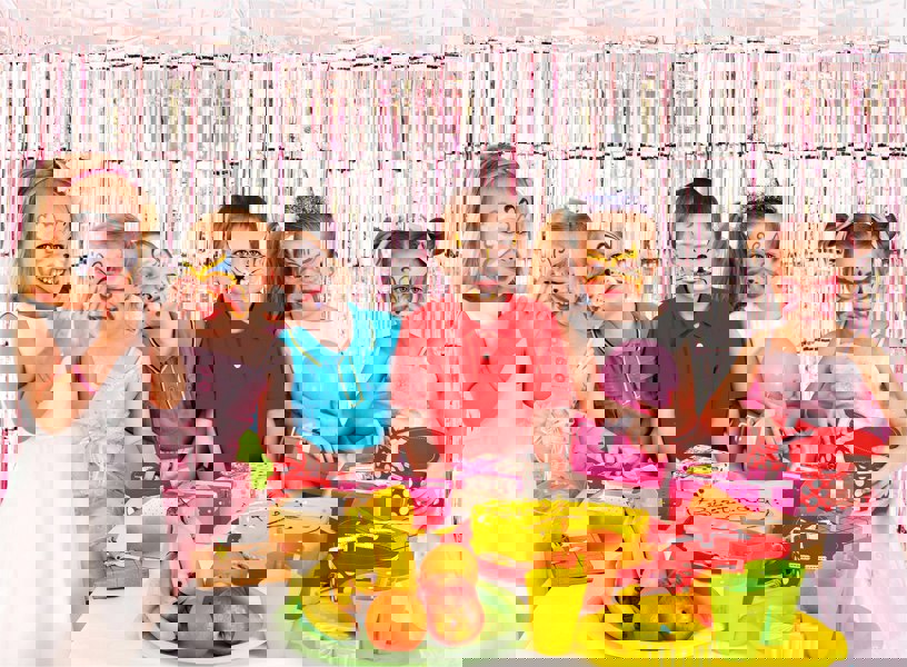 Cheetah Shimmer Tinsel Curtain, 2.5M x 1M Rose Gold