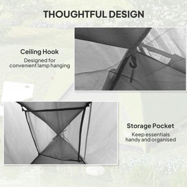 Camping Tent, Easy Set Up 2-3 Man Tent with Sewn-in Groundsheet, 3000 mm Dome Tent w/ Mesh Windows, Dark Grey