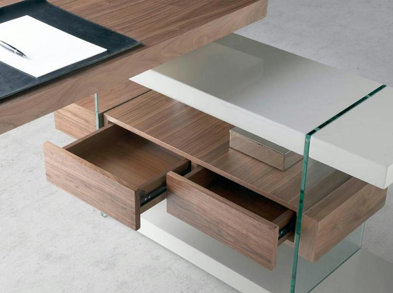 Angel Cerdá Tempered glass desk with wooden top 3002/3003