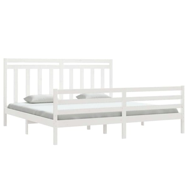 Berkfield Bed Frame White Solid Wood 200x200 cm