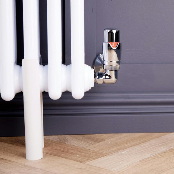 Flode Corner Thermostatic Radiator Valve Pack with Lockshield | Chrome