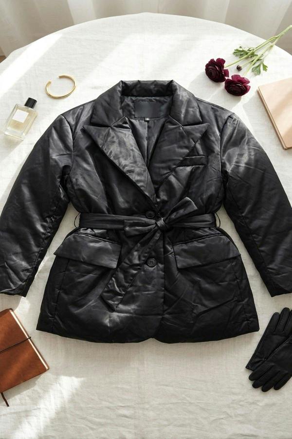 Penelope Oversized Belted Jacket - Black