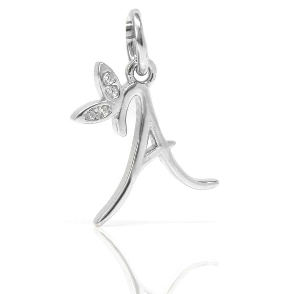 Say It With Winged Initial Charm - Sterling Silver