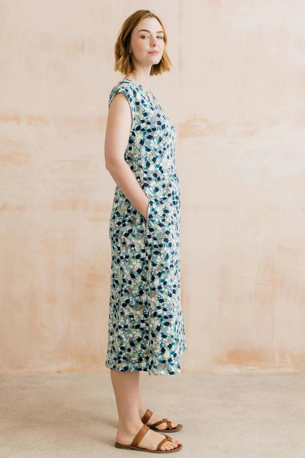 Lily & Me Sway Organic Cotton Jersey T-Shirt Dress Water Violet Ocean