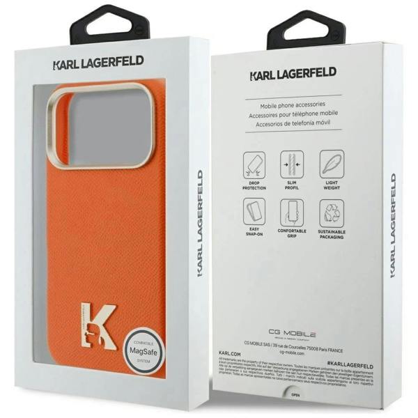 Karl Lagerfeld Karl Head Logo Case with MagSafe for iPhone 17 Pro 6.3" Orange - KLHMP17L5PGFKHGO
