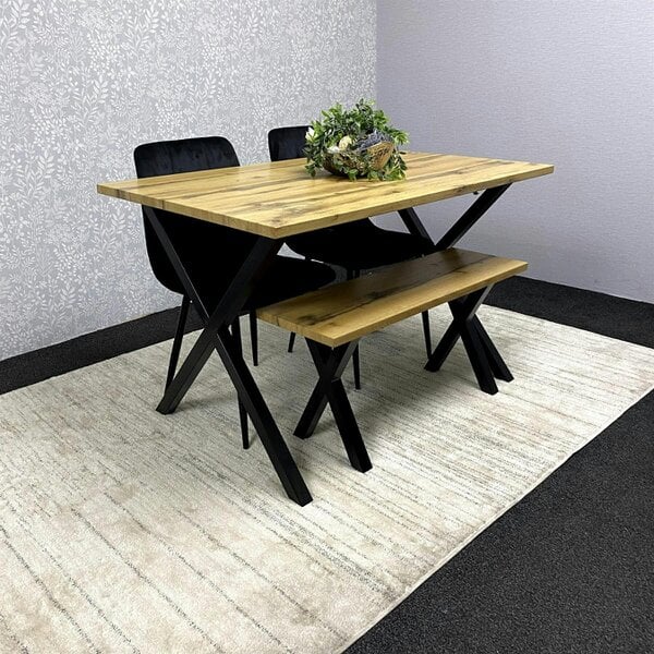 Kosy Koala Dining Table Set with 2 Velvet Chairs And Wooden Bench Dining Room Furniture
