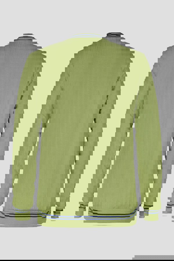 ENORSIA Green Contrast Ribbing V-Neck Sweatshirt