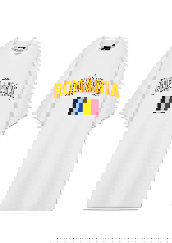 Show Me The Merch Unisex White Romania Short Sleeved T-Shirt