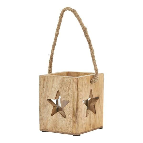 Hill Interiors Wooden Star Tealight Holder - Brown - 