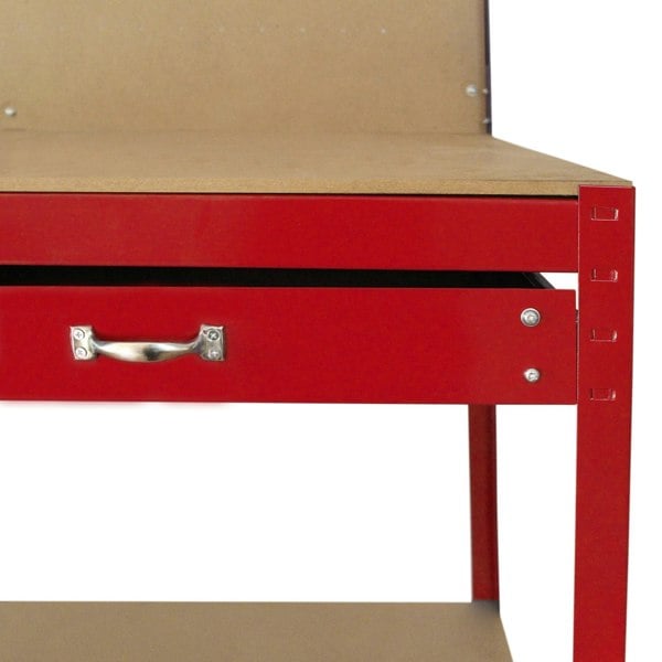 Monstershop Workbench with Pegboard and Drawer - Red