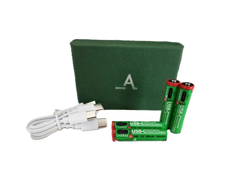 Accuratus Power-Up Batteries - USB-C Rechargeable Lithium-ion AAA x4 Battery Set