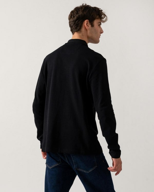 BOSS Green Plisy Mens Long Sleeve Polo Shirt - Black 009