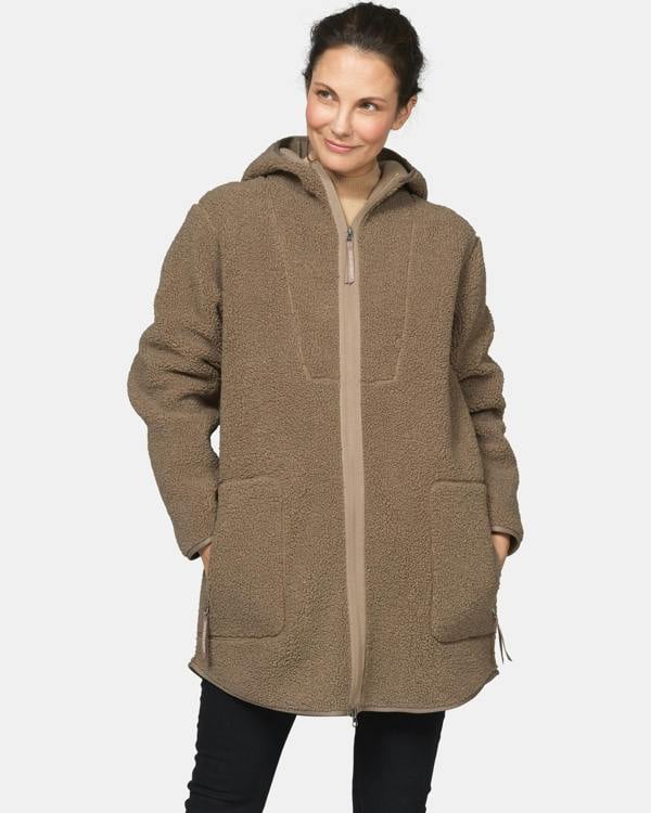 Ilse Jacobsen Bonded Pile Womens Hooded Jacket - Greige 105