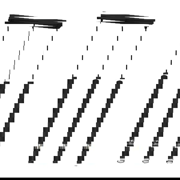 Milagro Joker Contemporary Pendant Lamp 3XGU10 Hand Made Cylindrical Style Light Finished in Matt Black With Chrome Detail