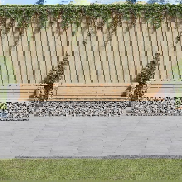Berkfield Garden Bench Gabion Design 347x71x65.5 cm Solid Wood Pine