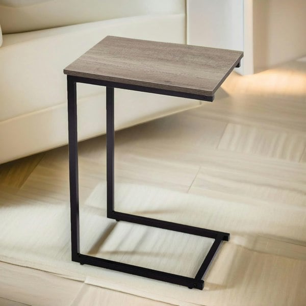 Rafaelo Mobilia 60CM Tall Industrial C-Shaped Sofa End Table Brown