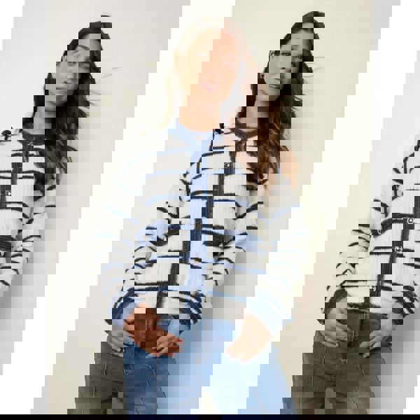 Blue Vanilla Stripe & Denim Cardigan