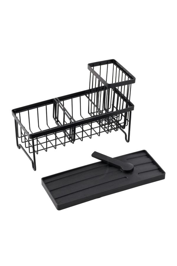Living and Home Steel Kitchen Sink Caddy Organizer Rack with Drain Tray