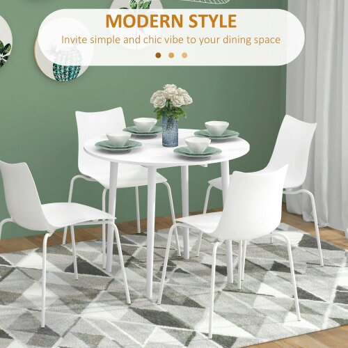 Wyld Haus Zinise Solid Wood White Round Folding Dining Table Seating 4 With TaFauxred Legs