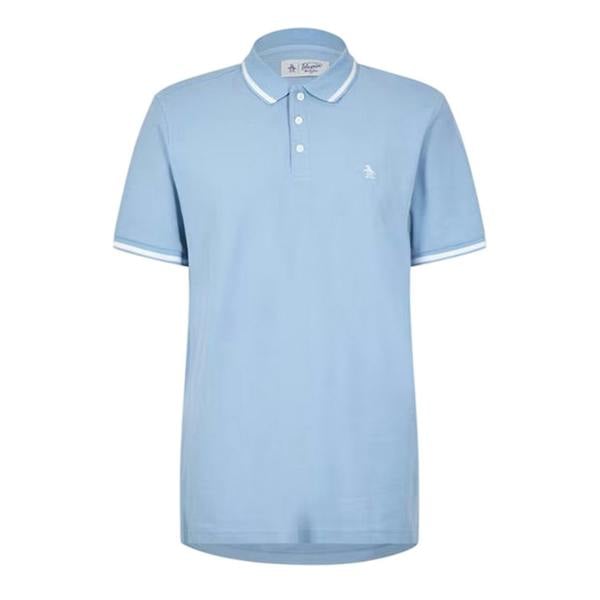 Original Penguin Mens Regular Short-Sleeved Polo Shirt - Faded Denim - 