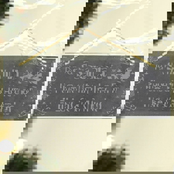 Personalised Memento Company Personalised Santa Please Stop Here... Hanging Slate Sign