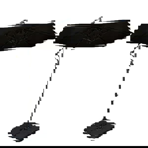 Samuel Alexander 3m Cantilever Banana Garden Parasol in Black with Crank Handle and Parasol Base Weights Included