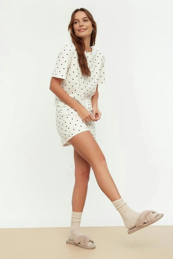 WOVCOR Polka Dot and Heart Print Short Pyjama Set