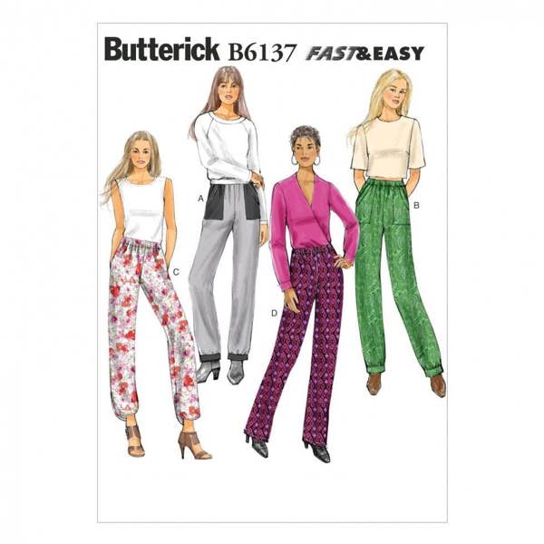 Butterick Sewing Pattern 6137, Trousers for Women, 6-8-10-12-14 - Easy