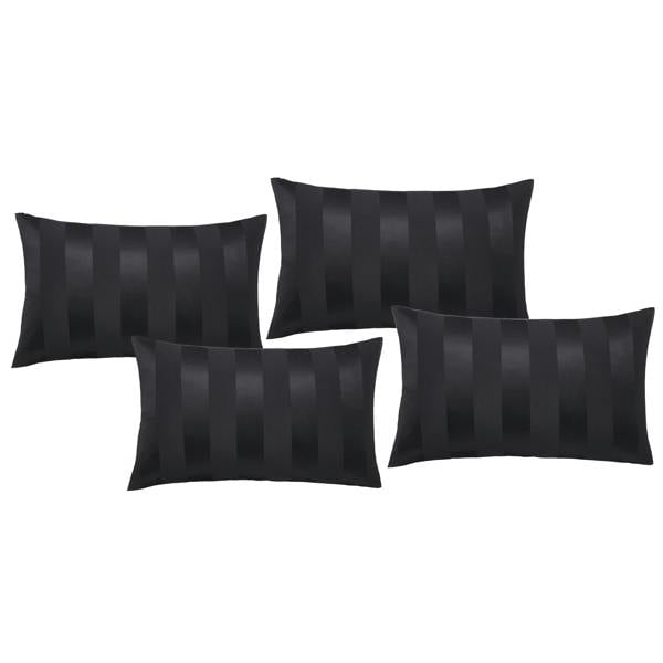 Bianca So Soft Satin Stripe Standard Pillowcase Pack of 4 Black