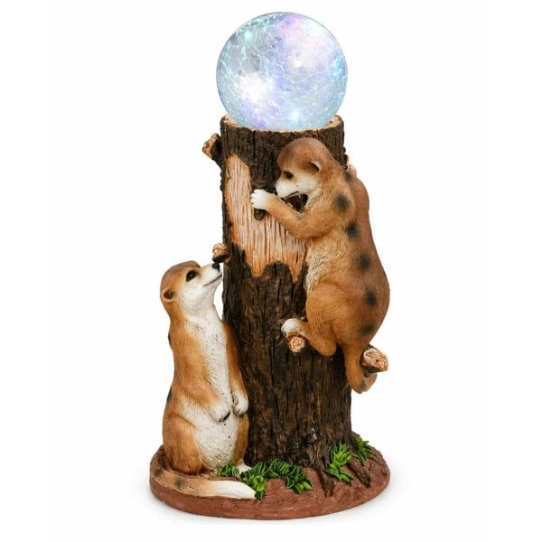 Gardenwize Solar Meerkat Colour Changing Ball Light – LED Crackle Globe Garden Ornament