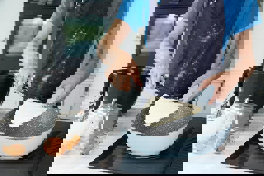 MasterClass Cast Aluminium Frying Pan Set, 26cm and 28cm 2pc Sky Blue Non-Stick Frying Pans with Soft Touch Handles