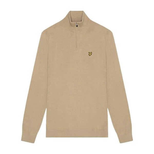 Lyle & Scott Mens Merino Wool Quarter Zip Golf Jumper - Safari