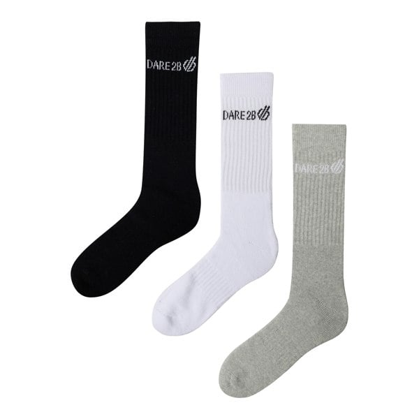 Dare 2B Unisex Adult Crew Socks (Pack Of 3) - Black/White/Grey Marl