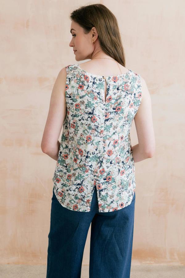 Lily & Me Sea Breeze Print Vest Ecru