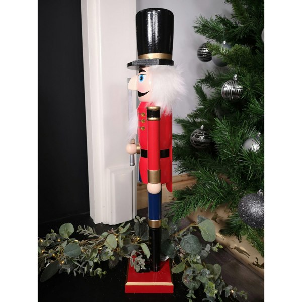 Samuel Alexander 60cm Traditional Wooden Christmas Nutcracker Soldier Decoration with Red Body