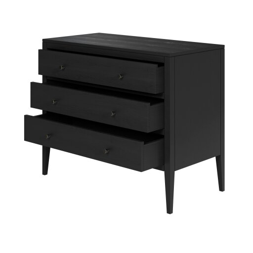 Wyld Haus Bilbao Black Wood Grain 3 Drawer Chest