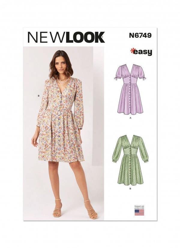 New Look Sewing Pattern 6749, Dresses for Women, 6-8-10-12-14-16 - Easy
