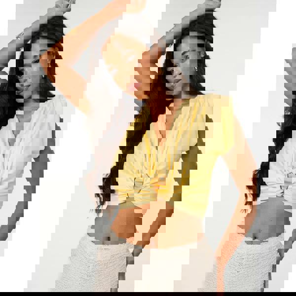 Pink Vanilla Stone Buckle Slinky Crop Top