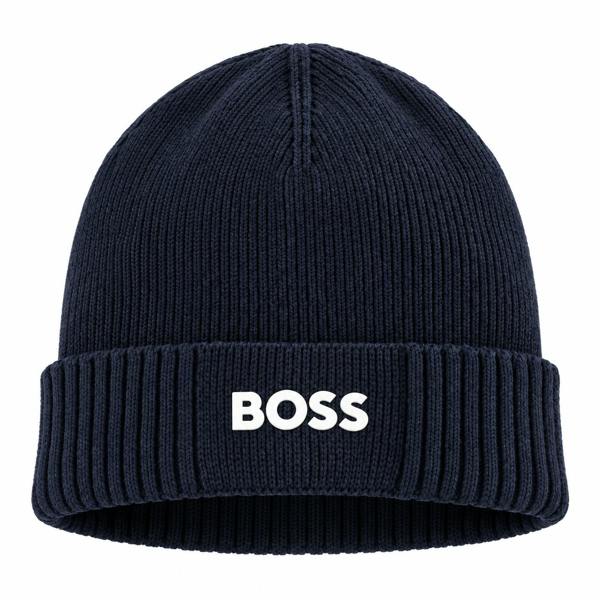 BOSS Asic Logo Beanie Hat Navy
