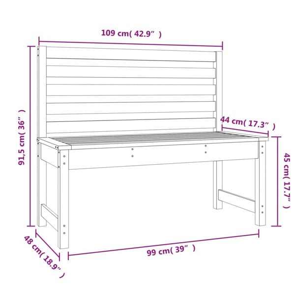 Berkfield Garden Bench Honey Brown 109 cm Solid Wood Pine
