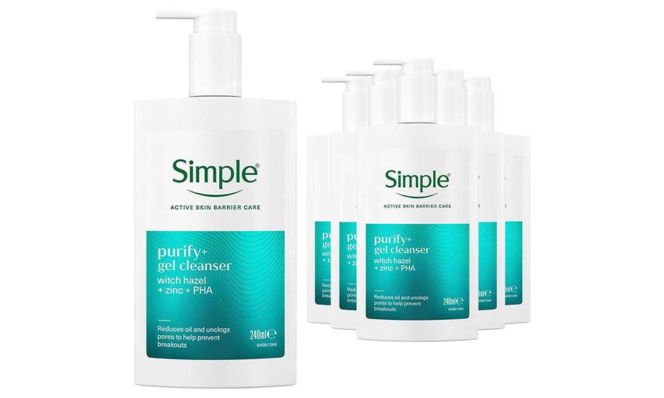 Simple Purify+ Gel Facial Cleanser Hydrating Skin Care Face Wash, 240ml