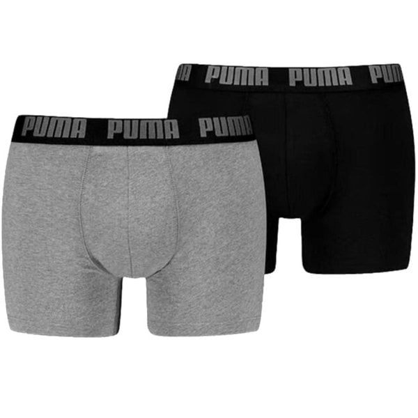 Puma 2-Pack Everyday Basic Boxer Briefs, Grey/Black
