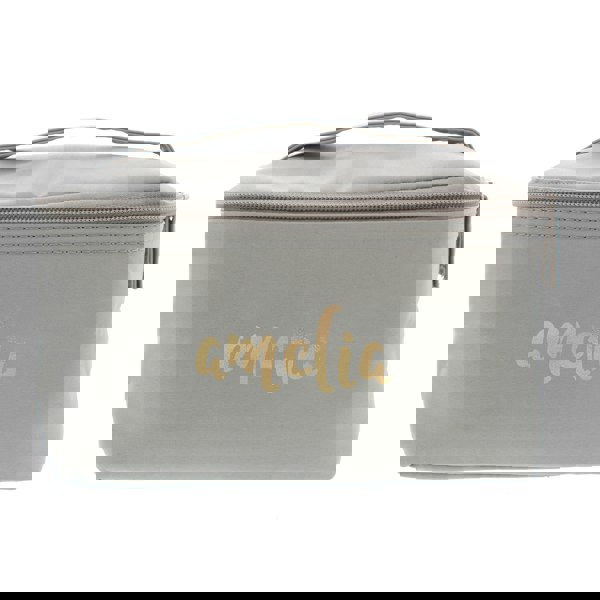 Personalised Memento Company Personalised Gold Name Grey Toiletry Bag