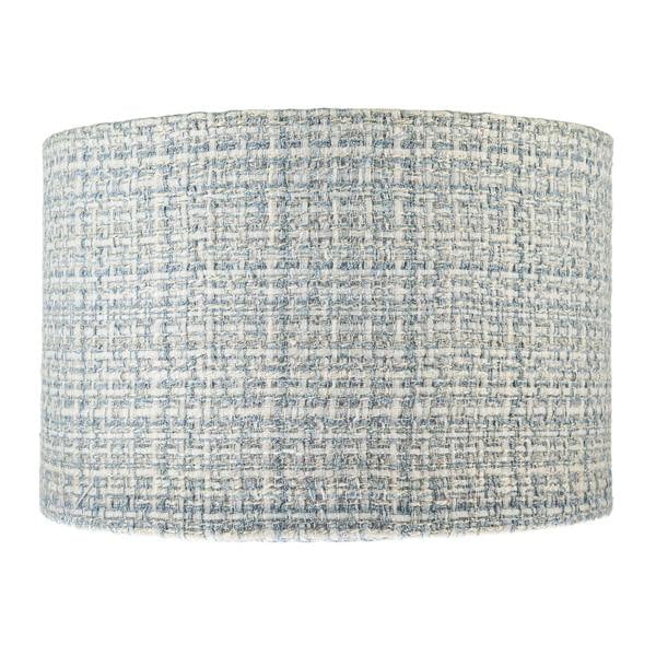 Modern drum Lamp Shade Upholstered in Soft Woven Boucle Style Fabric Image 5