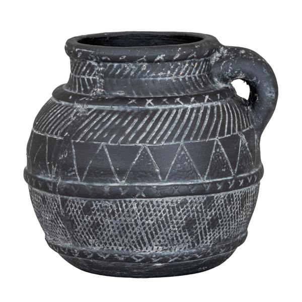Hill Interiors Etched Collection Ceramic Tall Jug - Black - 