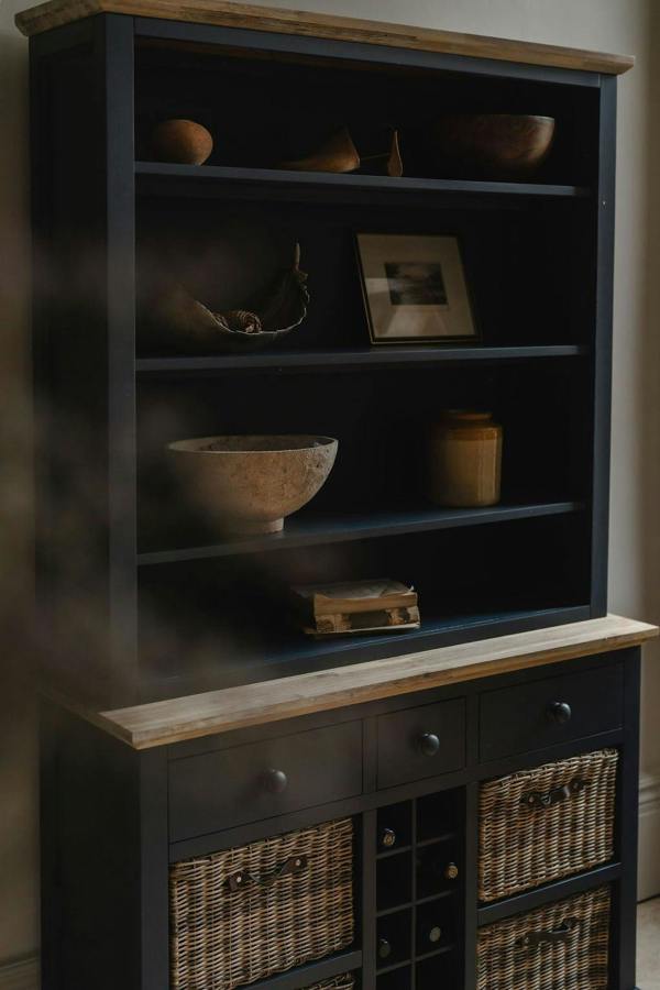 Statement Furniture Florence Display Cabinet With Shelves, Wine Rack and Storage Baskets