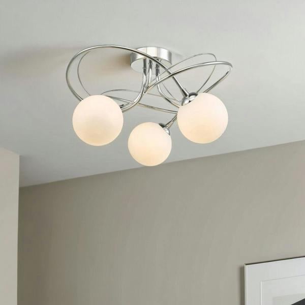Pagazzi Lighting Violet 3-Light Polished Chrome Semi-Flush Ceiling Light