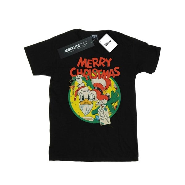 Disney Mens Donald Duck Merry Christmas T-Shirt - Black