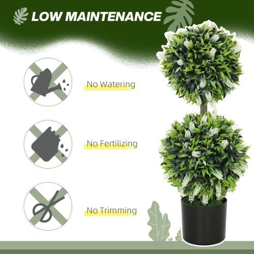 Wyld Haus Kelola Set Of 2 Artificial Lavender Flower Ball Trees In Pots H8 70cm White