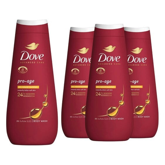 Dove Advanced Care Pro Age Body Wash 24H Renewing Micromoisture, 4x400ml